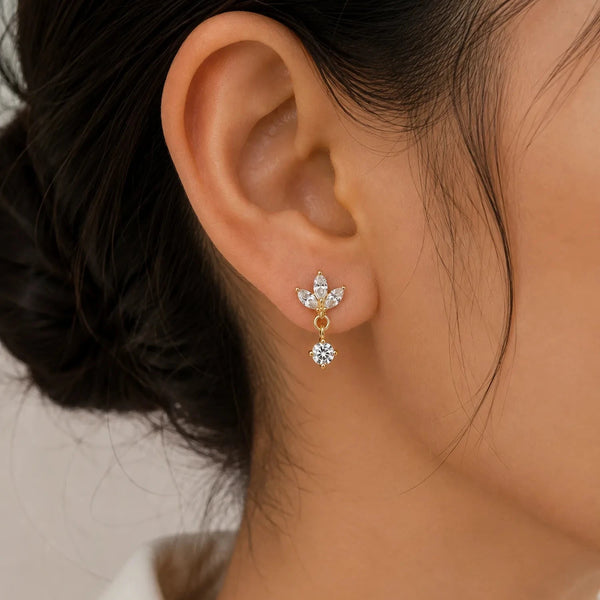 Crystal Petal Drop ball back Stud