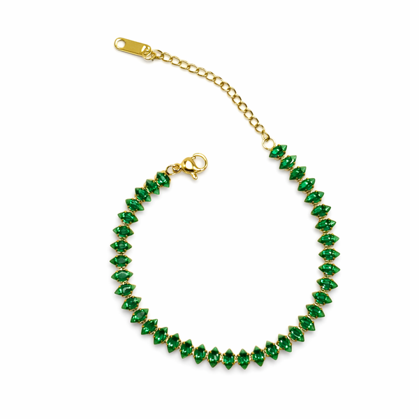 Leaf-Cut Panna Tennis Bracelet