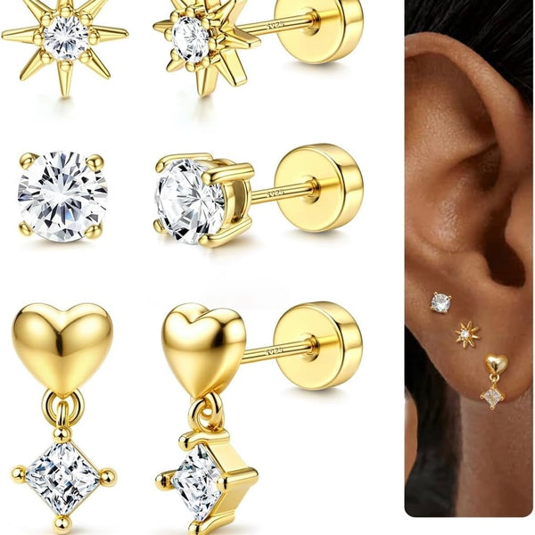 Heart Aurora Spark Earrings Set