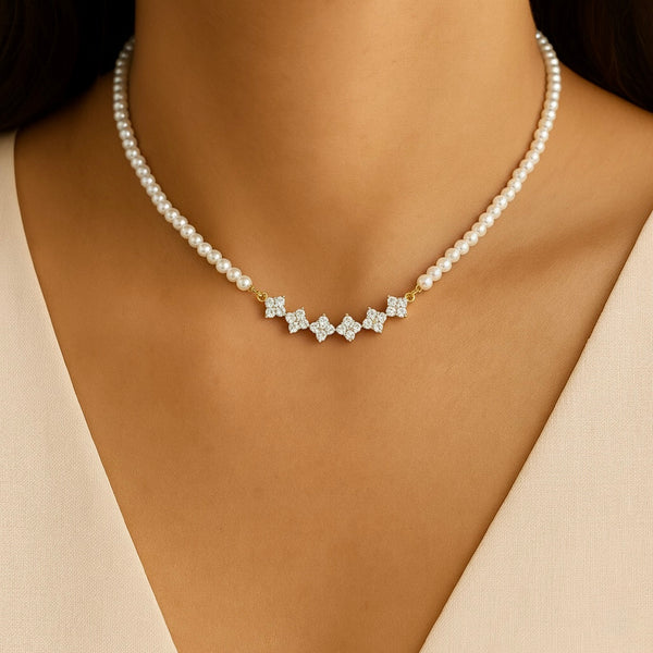 Pearl Diamond Pendant Necklace