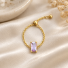 Kiara Baguette Solitaire Adjustable Chain Ring