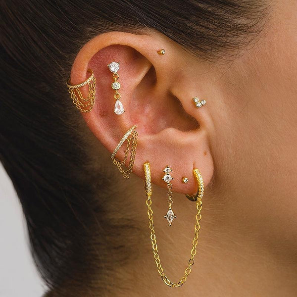 Tassel Glimmer Mismatch Earring Set