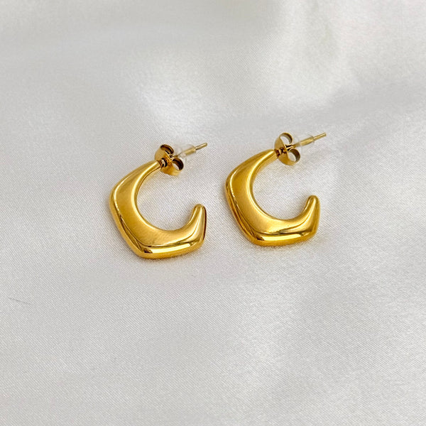 Golden clutch hoops earrings