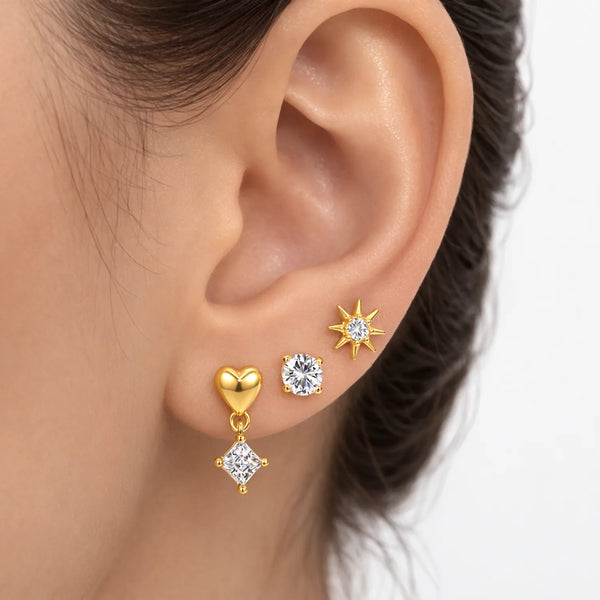 Heart Aurora Spark Earrings Set