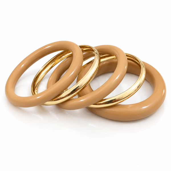 Luxe Resin & Stainless Steel Bangle Set