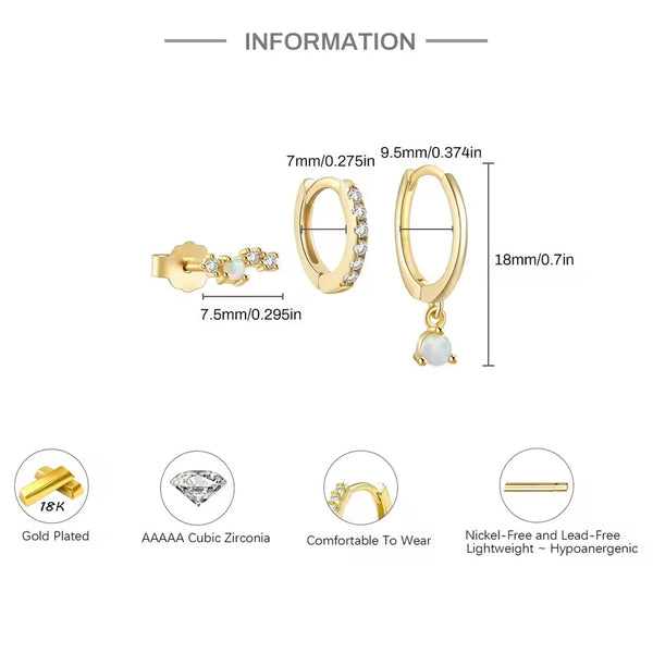 Trio Gleam Earrings Set