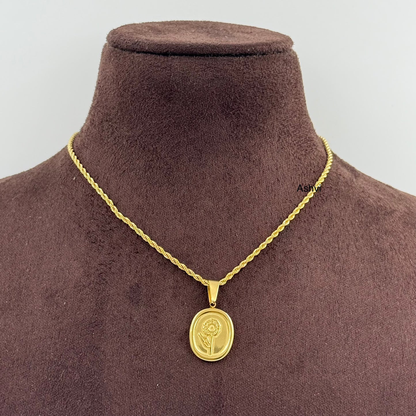 Rose Stamp Necklace