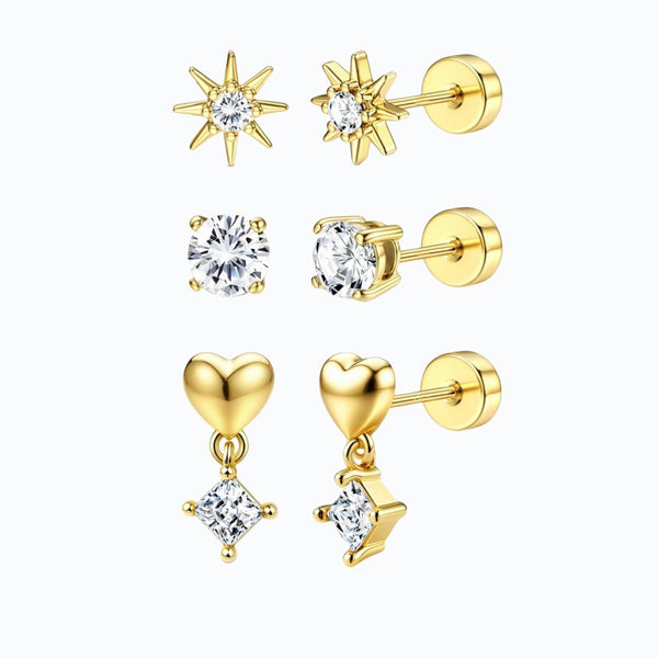 Heart Aurora Spark Earrings Set