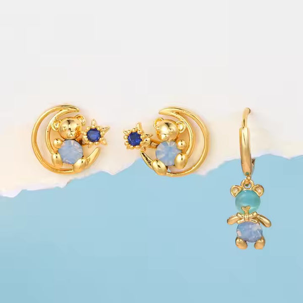 Bear Huggies Mismatch Earring Set