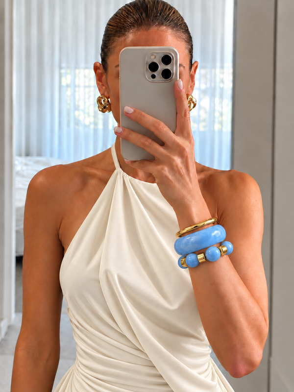 Blush Aura Resin Bangle Set