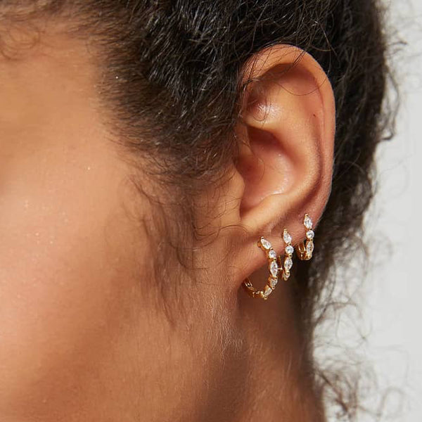 Dainty Diamond Huggies earrings set