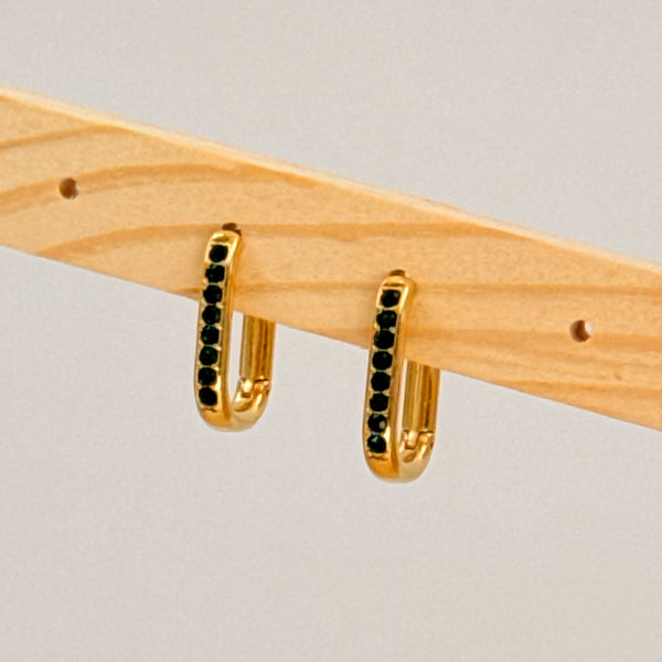 Green bar glam earrings