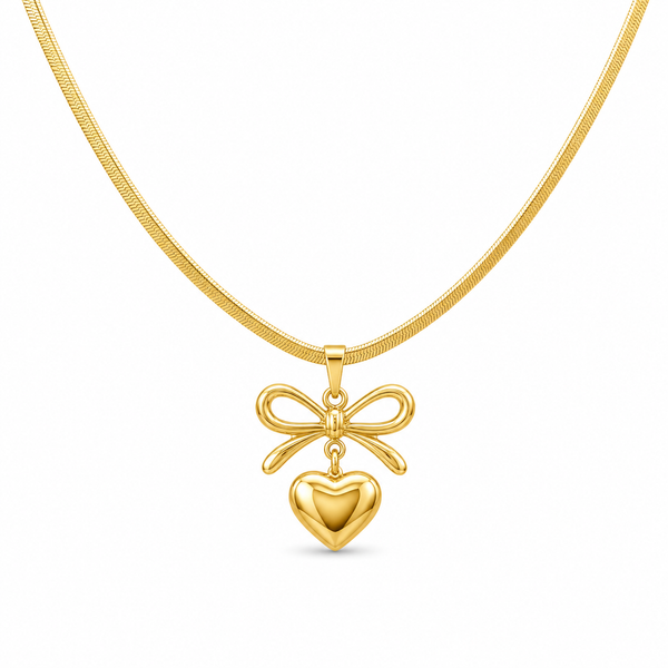Bow heart Snake Chain Necklace
