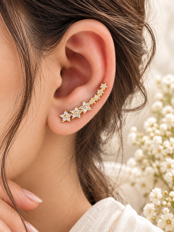 Crystal Floral Climber Ear Cuff
