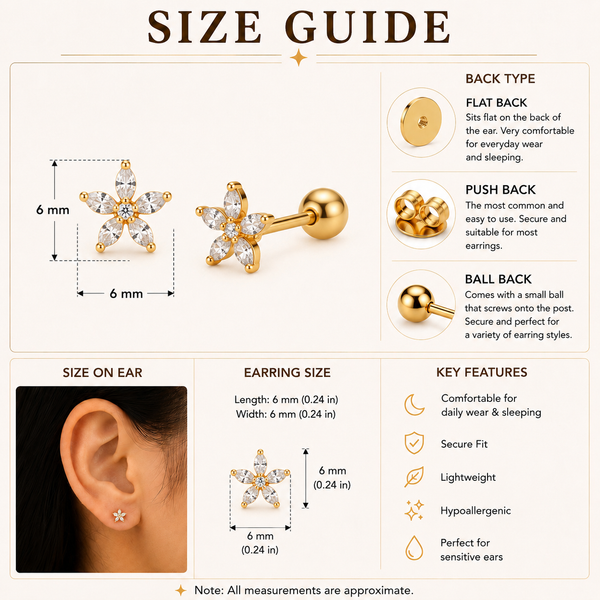 Floral ballback Earrings