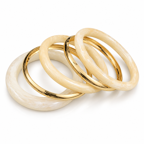 Luxe Resin & Stainless Steel Bangle Set