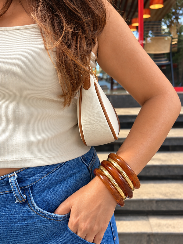 Luxe Resin & Stainless Steel Bangle Set