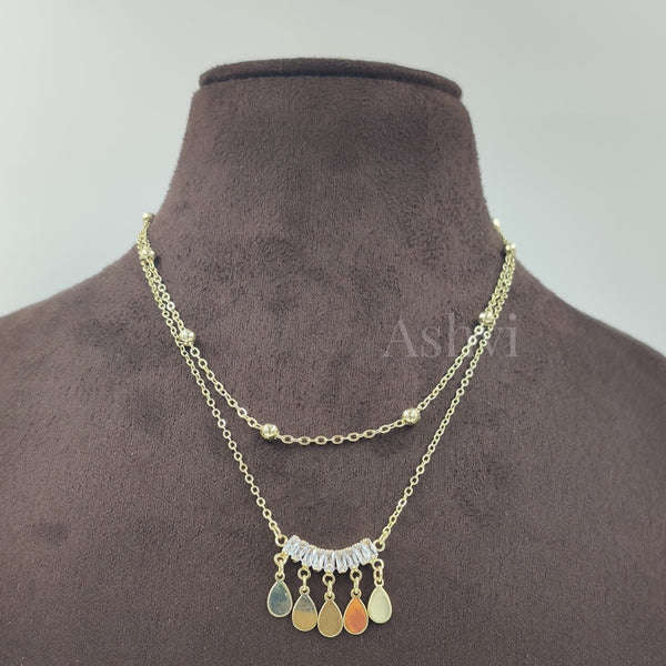 Double Layer White Stone Necklace