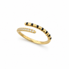 Open Curve Black Bead Mangalsutra Ring