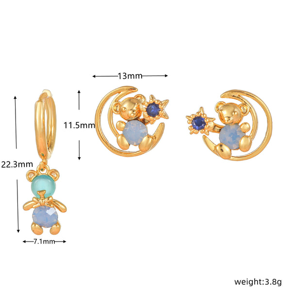 Bear Huggies Mismatch Earring Set