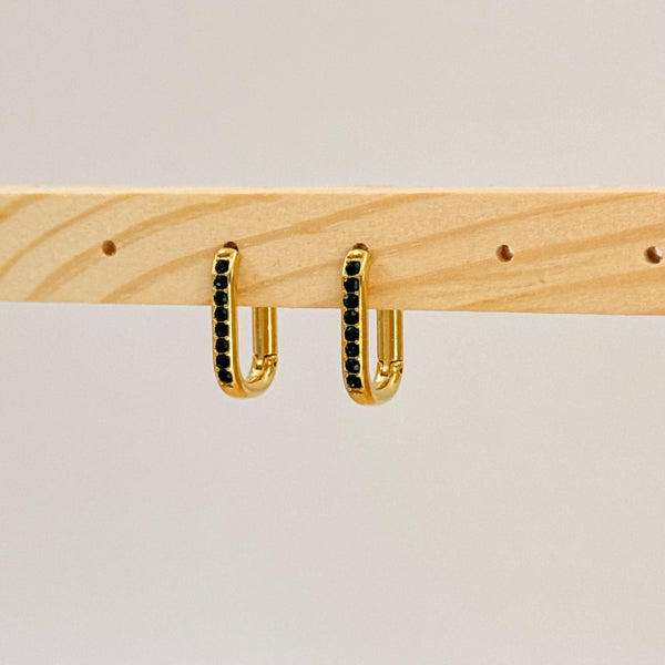 Green bar glam earrings