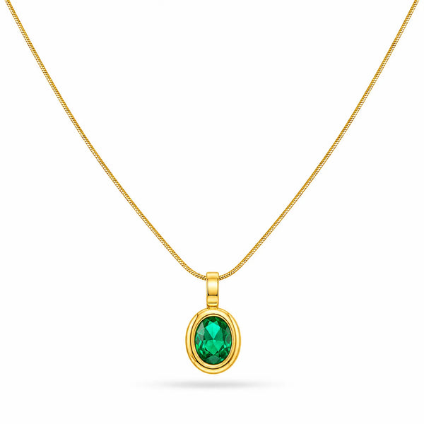 Emerald oval Pendant Necklace