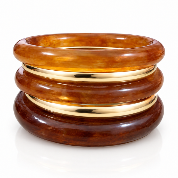 Luxe Resin & Stainless Steel Bangle Set