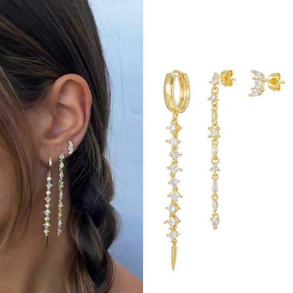 Diamond Dangler Mismatch Earring Set