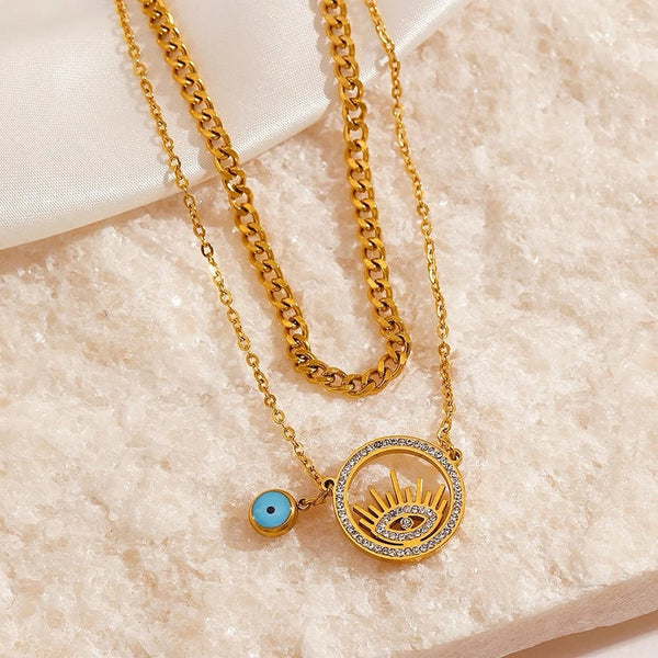 Eye shape layered Necklace
