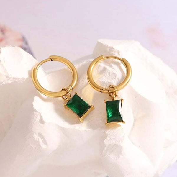 Emerald 2 in 1 hoop Earrings