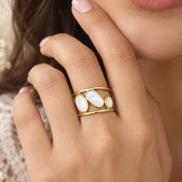 Oval Decore Layer Cuff Ring