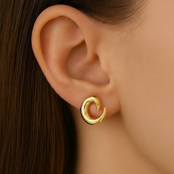 Golden spiral drops earrings