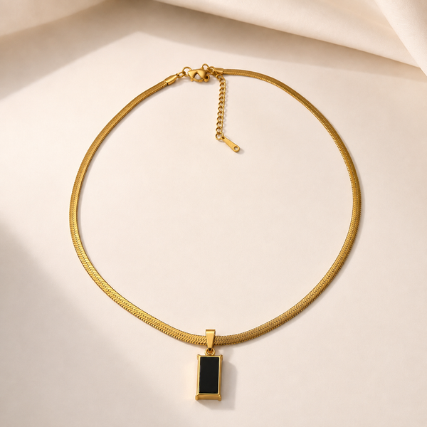Emerald Stone Charm Snake Chain