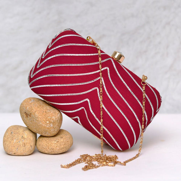 Red Gotta Patti fancy Clutch
