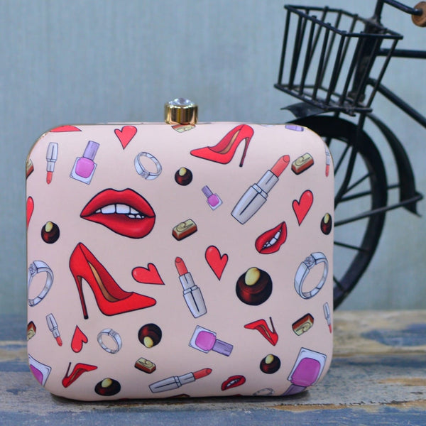 Lipstick Print Clutch