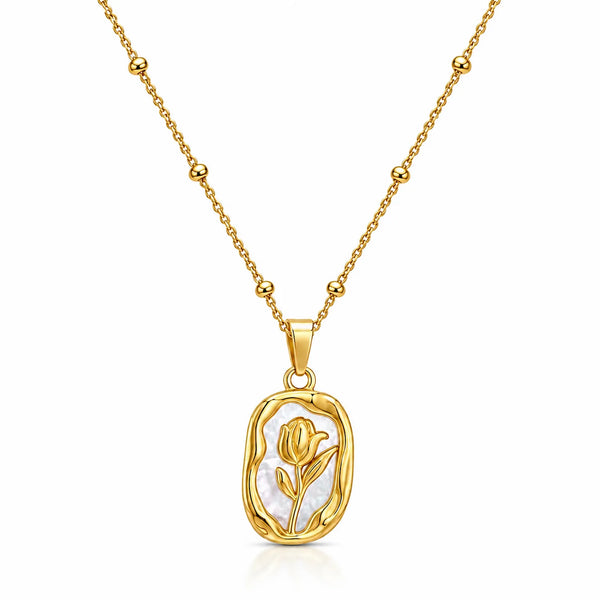 Rose on shell Necklace