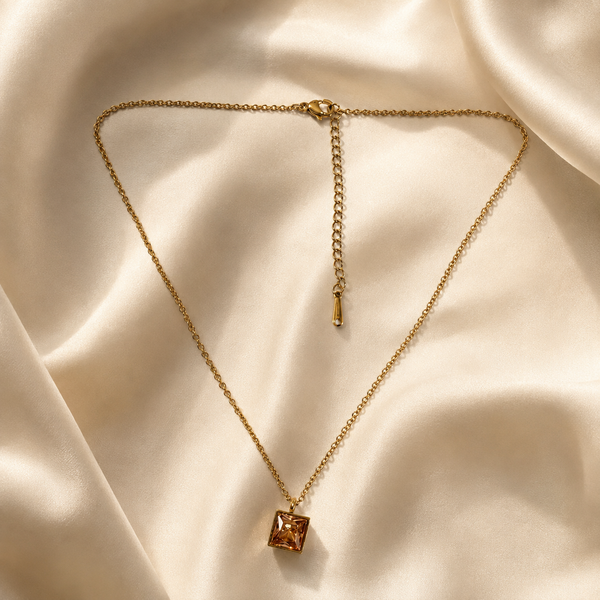 Square Single Stone Necklace