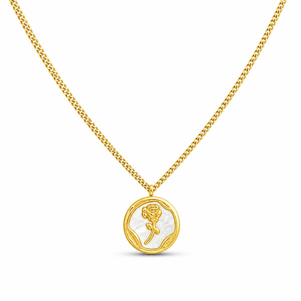 Circle Rose Stamp Necklace