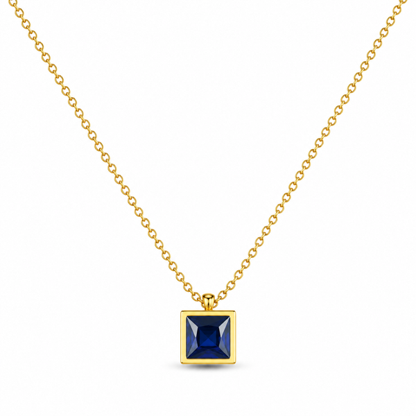 Square Single Stone Necklace
