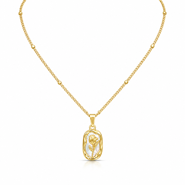 Rose on shell Necklace