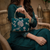 Green floral Handle Clutch