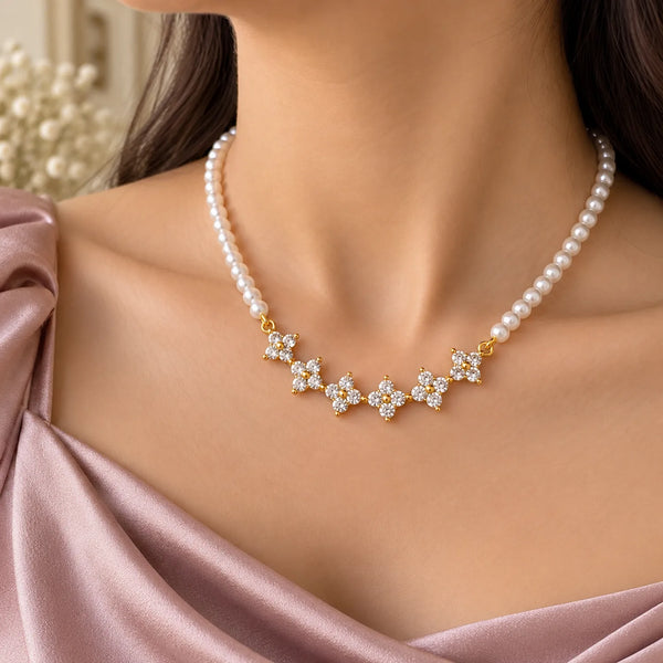 Pearl Diamond Pendant Necklace