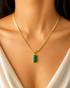 Emerald Stone Charm Snake Chain