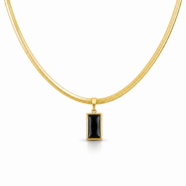 Emerald Stone Charm Snake Chain