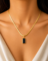 Emerald Stone Charm Snake Chain
