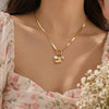 Heart Pearl Diamond Multi Charms Necklace