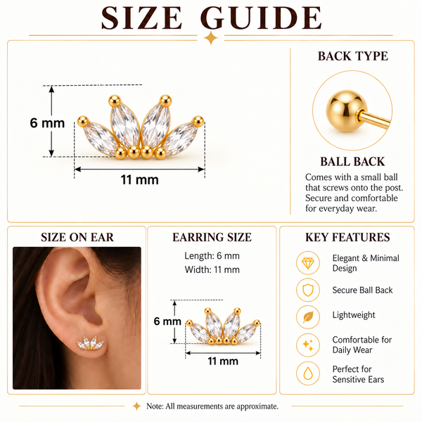 Laurel Leaf Ball Back Stud