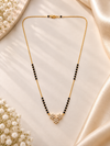 Avni Three Floral Black Bead Mangalsutra