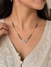 Avni Three Floral Black Bead Mangalsutra