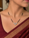 Avni Three Floral Black Bead Mangalsutra